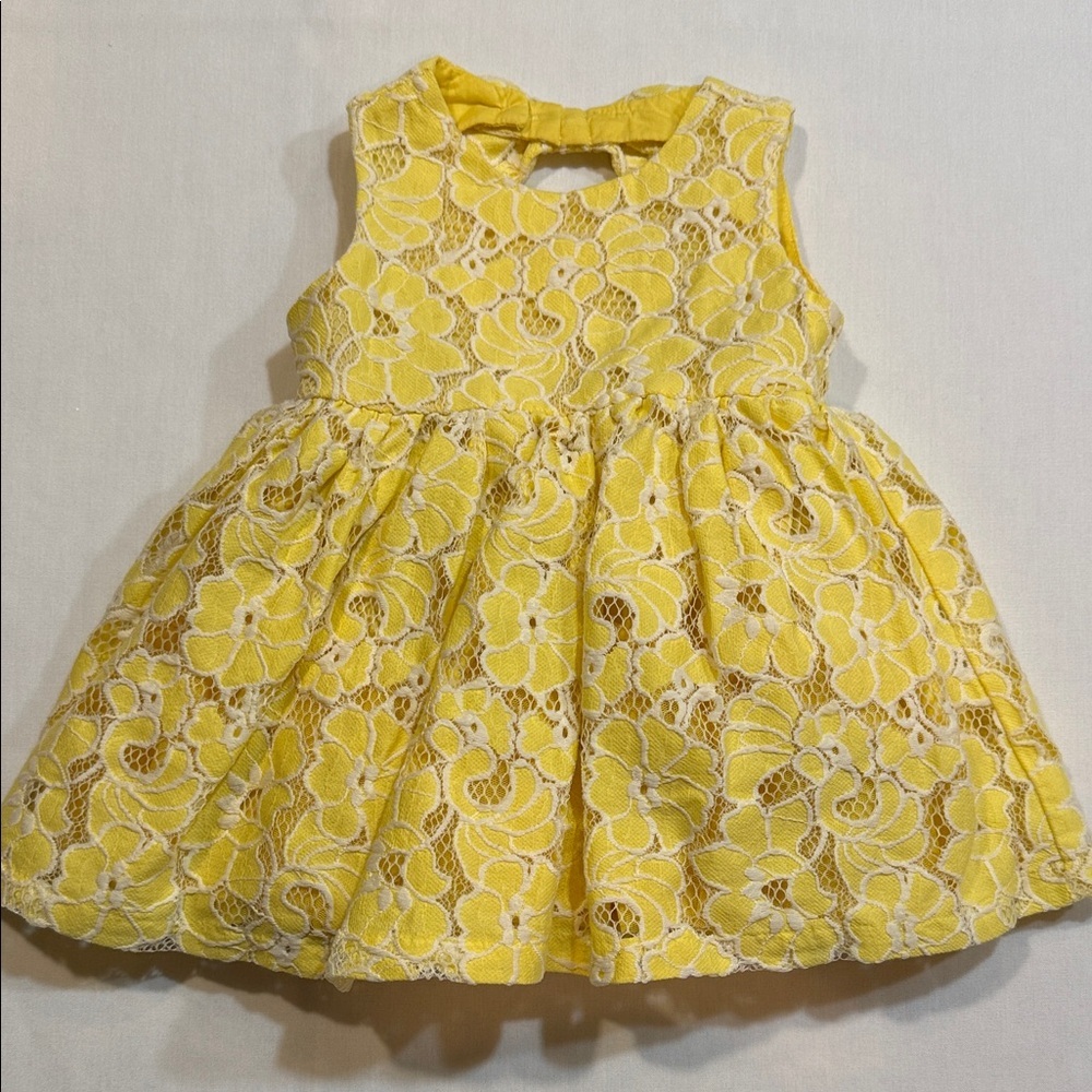 CHILDREN’S PLACE Yellow Floral Lace Sundress Spring Summer Easter Size 9-12m